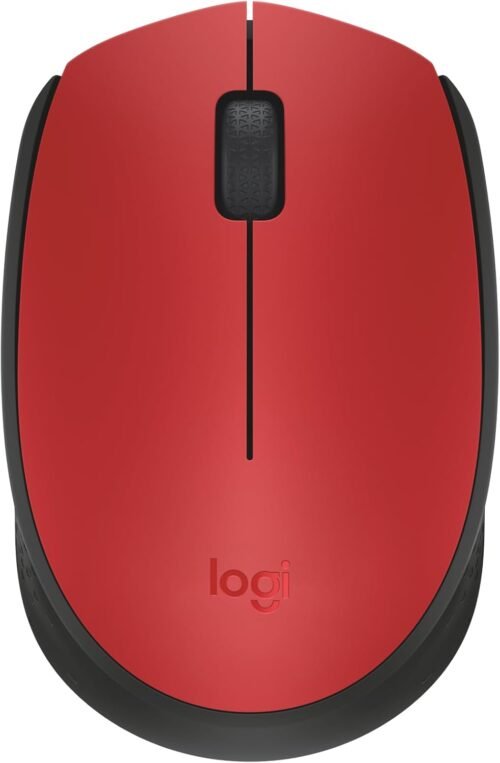 Logitech M170 Wireless Mouse for PC, Mac, Laptop, 2.4 GHz with USB Mini Receiver, Optical Tracking, 12-Months Battery Life, Ambidextrous - Red