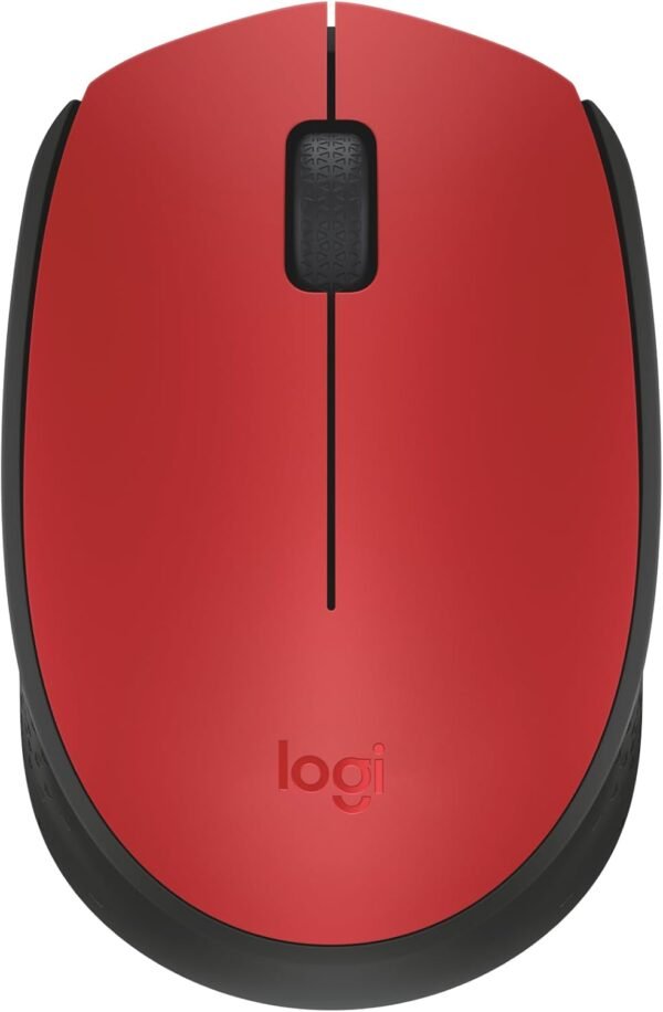 Logitech M170 Wireless Mouse for PC, Mac, Laptop, 2.4 GHz with USB Mini Receiver, Optical Tracking, 12-Months Battery Life, Ambidextrous - Red