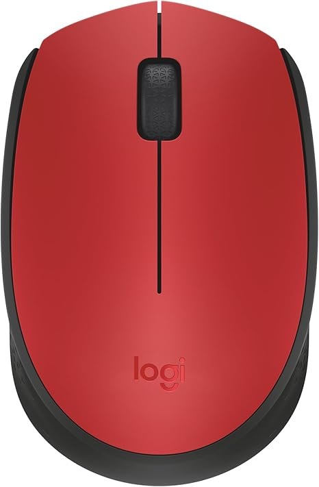 Logitech M170 Wireless Mouse for PC, Mac, Laptop, 2.4 GHz with USB Mini Receiver, Optical Tracking, 12-Months Battery Life, Ambidextrous - Red