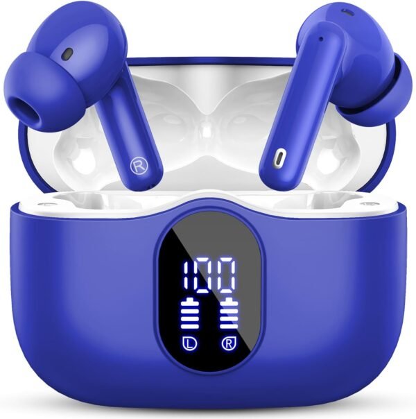 61CBVRiQYoL._AC_SL1500_.jpg Wireless Earbuds, Bluetooth 5.4 Headphones Bass Stereo, Ear Buds with Noise Cancelling Mic, LED Display in Ear Earphones Clear Calls, IP7 Waterproof Bluetooth Earbuds for Phones/Sports/Laptop, White