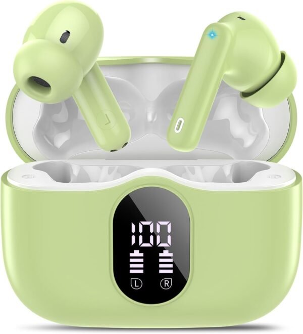 61Uc03iiFJL._AC_SL1500_.jpg Wireless Earbuds, Bluetooth 5.4 Headphones Bass Stereo, Ear Buds with Noise Cancelling Mic, LED Display in Ear Earphones Clear Calls, IP7 Waterproof Bluetooth Earbuds for Phones/Sports/Laptop, White