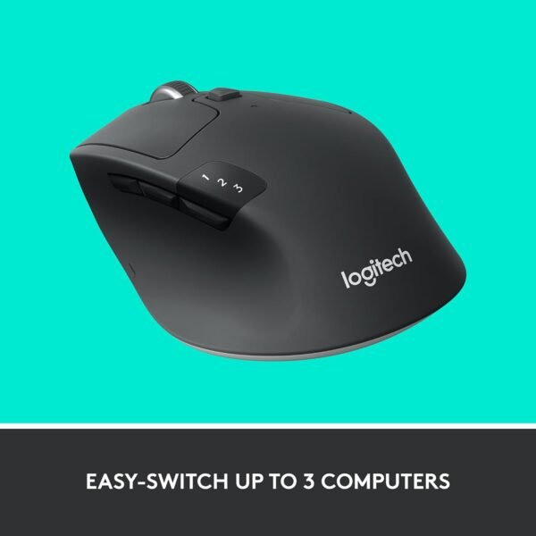 Logitech M720 Triathlon Wireless Mouse, Bluetooth, USB Unifying Receiver, 1000 DPI, 6 Programmable Buttons, 2-Year Battery, Compatible with Laptop, PC, Mac, iPadOS - Black