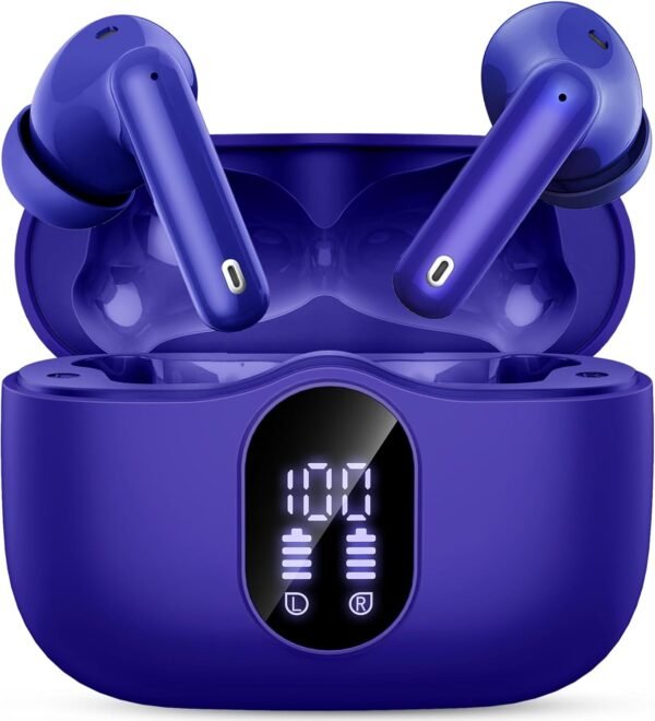 61ymvD2-pBL._AC_SL1500_.jpg Wireless Earbuds, Bluetooth 5.4 Headphones Bass Stereo, Ear Buds with Noise Cancelling Mic, LED Display in Ear Earphones Clear Calls, IP7 Waterproof Bluetooth Earbuds for Phones/Sports/Laptop, White