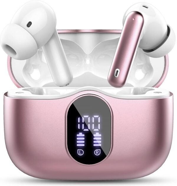 71hkOBUWqL._AC_SL1500_.jpg Wireless Earbuds, Bluetooth 5.4 Headphones Bass Stereo, Ear Buds with Noise Cancelling Mic, LED Display in Ear Earphones Clear Calls, IP7 Waterproof Bluetooth Earbuds for Phones/Sports/Laptop, White