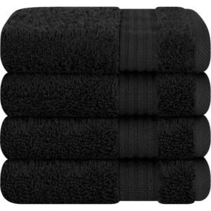 cotton paradise zestaw 4 tureckich ściereczek 100% bawełna, miękkie, chłonne, czarne, do rąk i twarzy