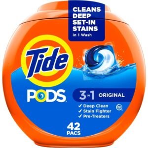 tide 3 in 1 pods laundry detergent, original, 42 count