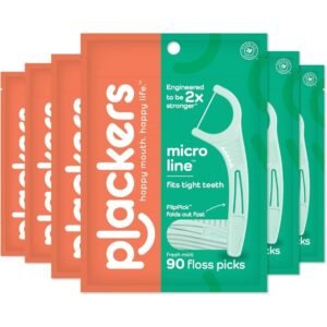plackers mikro miętowe kostki do nici dentystycznej, 1 count (pack of 600), zielone