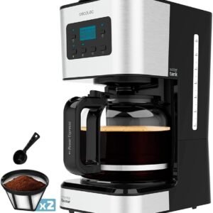 cecotec ekspres do kawy kroplówki programowalny coffee 66 smart plus. 980 w, pojemność 12 kaw, technologia extemaroma i funkcja autoclean, wykończenia ze stali nierdzewnej, ekran lcd, 1,5 l