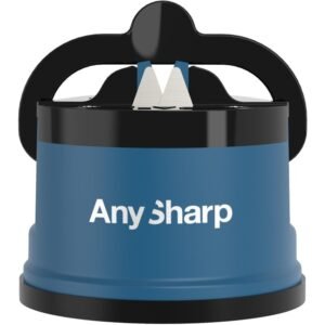 ostrzałka anysharp z przyssawką, bezpieczna, do noży kuchennych, niebieska