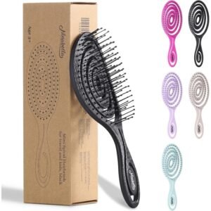 mini szczotka do włosów ninabella bez ciągnięcia, podróżna. do włosów suchych, mokrych i przedłużanych. ułatwia rozczesywanie, czarna