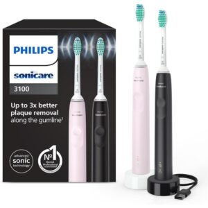 philips sonicare 3100 hx3675/15: szczoteczka soniczna, czujnik nacisku, timer, 2szt, róż/czarny