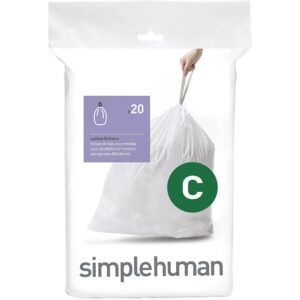 simplehuman code a 90 count, dispenser pack custom fit liners, drawstring trash bags, 4.5 liter / 1.2 gallon, white
