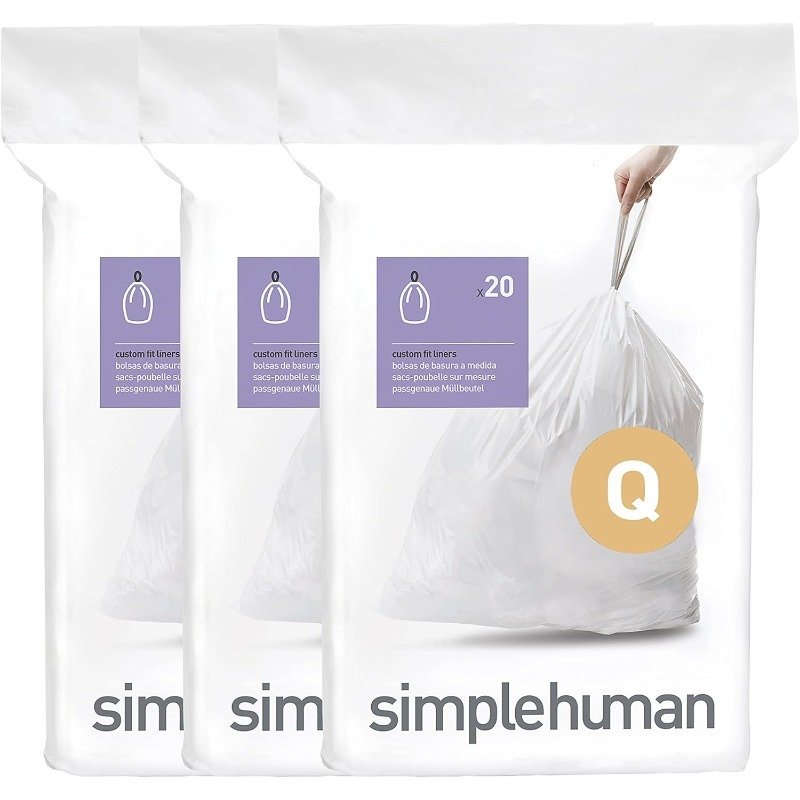 simplehuman code a 90 count, dispenser pack custom fit liners, drawstring trash bags, 4.5 liter / 1.2 gallon, white simplehuman code a 90 count, dispenser pack custom fit liners, drawstring trash bags, 4.5 liter / 1.2 gallon, white