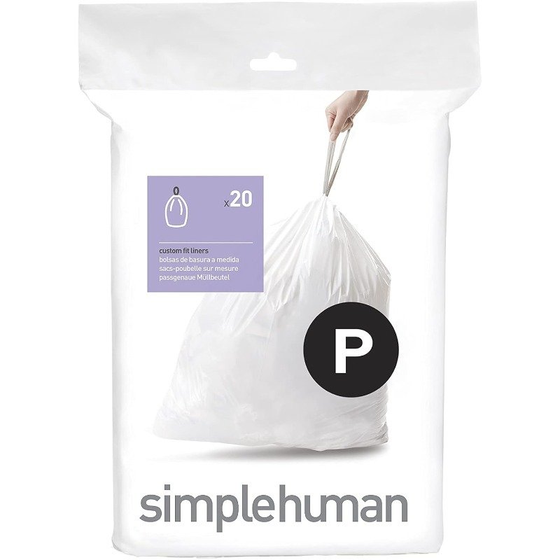 simplehuman code a 90 count, dispenser pack custom fit liners, drawstring trash bags, 4.5 liter / 1.2 gallon, white simplehuman code a 90 count, dispenser pack custom fit liners, drawstring trash bags, 4.5 liter / 1.2 gallon, white