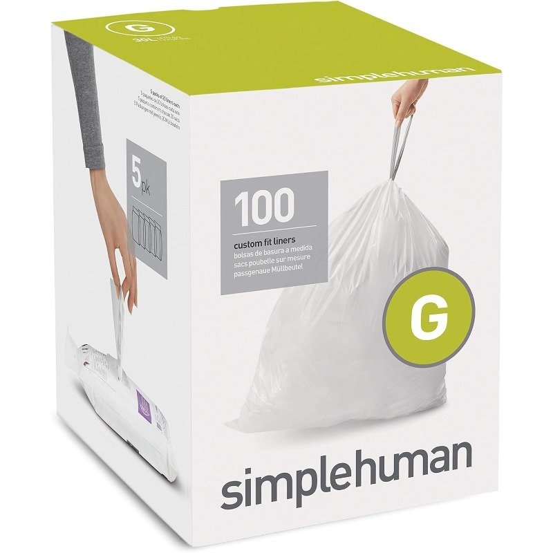 simplehuman code a 90 count, dispenser pack custom fit liners, drawstring trash bags, 4.5 liter / 1.2 gallon, white simplehuman code a 90 count, dispenser pack custom fit liners, drawstring trash bags, 4.5 liter / 1.2 gallon, white