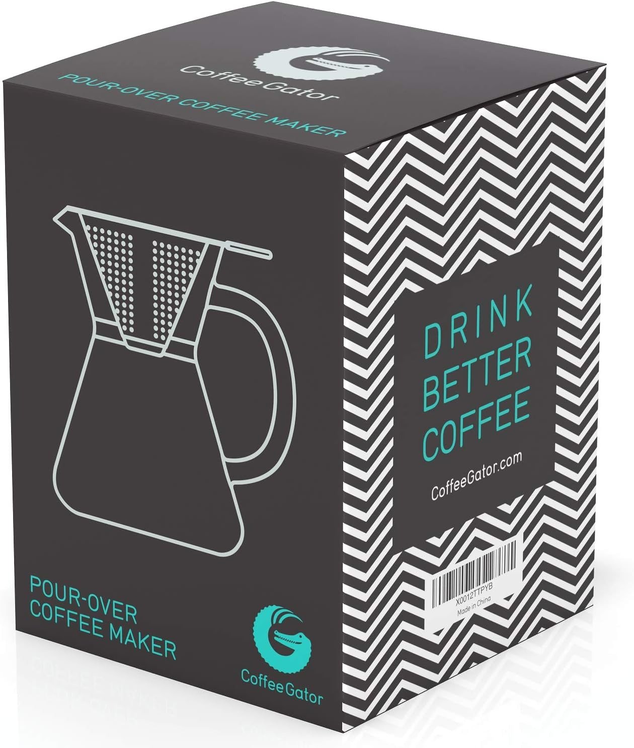 coffee gator pour over zaparzacz do kawy – więcej smaku dzięki bezpapierowemu filtrowi ze stali nierdzewnej i szklanej karafce – ręczny zaparzacz do kawy – 400 ml coffee gator pour over zaparzacz do kawy – więcej smaku dzięki bezpapierowemu filtrowi ze stali nierdzewnej i szklanej karafce – ręczny zaparzacz do kawy – 400 ml
