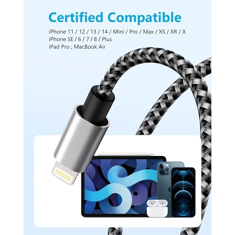5 pak iphone lightning cable apple certified braided nylon fast charger cable compatible iphone max xs xr 8 plus 7 plus 6s 5s 5c air ipad mini ipod 5 pak iphone lightning cable apple certified braided nylon fast charger cable compatible iphone max xs xr 8 plus 7 plus 6s 5s 5c air ipad mini ipod