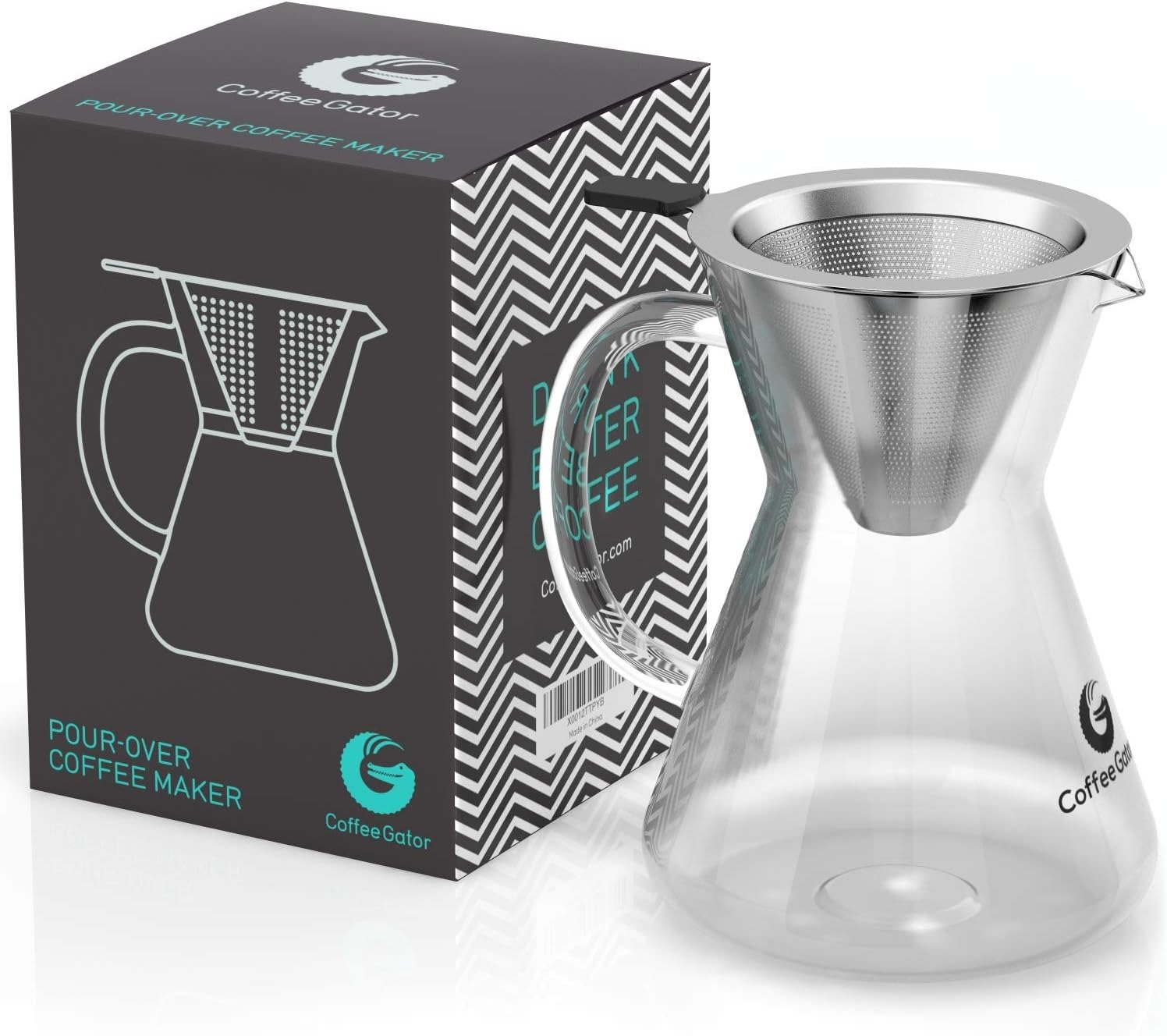 coffee gator pour over zaparzacz do kawy – więcej smaku dzięki bezpapierowemu filtrowi ze stali nierdzewnej i szklanej karafce – ręczny zaparzacz do kawy – 400 ml coffee gator pour over zaparzacz do kawy – więcej smaku dzięki bezpapierowemu filtrowi ze stali nierdzewnej i szklanej karafce – ręczny zaparzacz do kawy – 400 ml