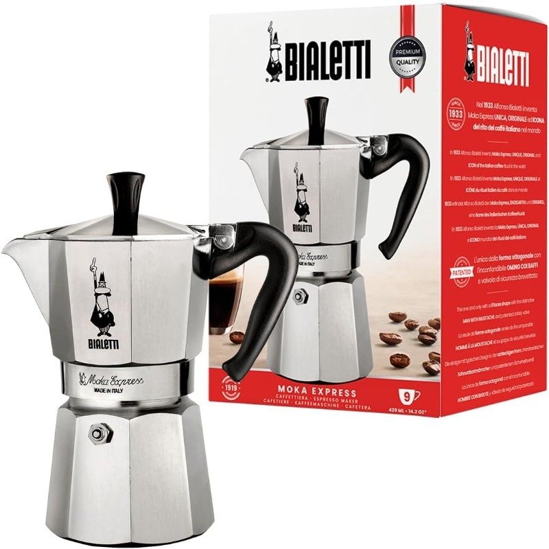 bialetti moka express kawiarka, szary, na 4 filiżanki bialetti moka express kawiarka, szary, na 4 filiżanki