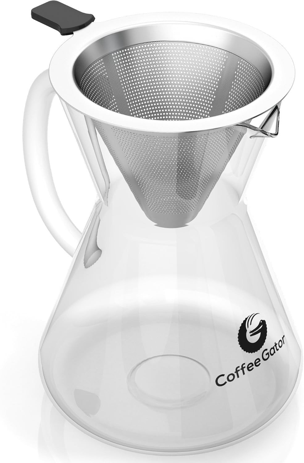 coffee gator pour over zaparzacz do kawy – więcej smaku dzięki bezpapierowemu filtrowi ze stali nierdzewnej i szklanej karafce – ręczny zaparzacz do kawy – 400 ml coffee gator pour over zaparzacz do kawy – więcej smaku dzięki bezpapierowemu filtrowi ze stali nierdzewnej i szklanej karafce – ręczny zaparzacz do kawy – 400 ml